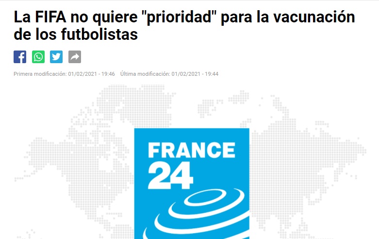 FIFA no quierprioirda para vacunas 4c420